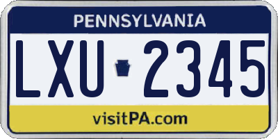 PA license plate LXU2345