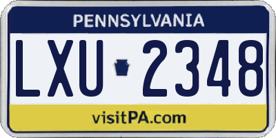 PA license plate LXU2348