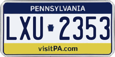 PA license plate LXU2353