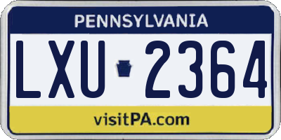 PA license plate LXU2364
