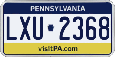 PA license plate LXU2368