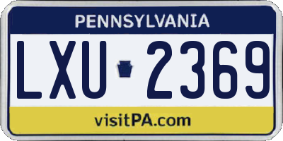 PA license plate LXU2369