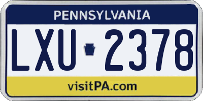 PA license plate LXU2378