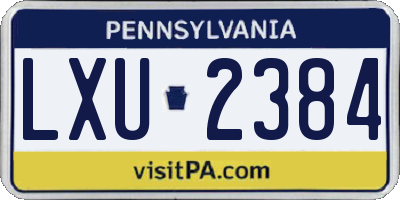 PA license plate LXU2384