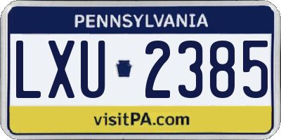 PA license plate LXU2385