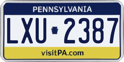 PA license plate LXU2387