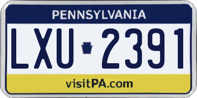 PA license plate LXU2391