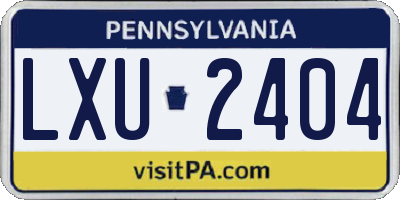 PA license plate LXU2404