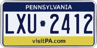 PA license plate LXU2412