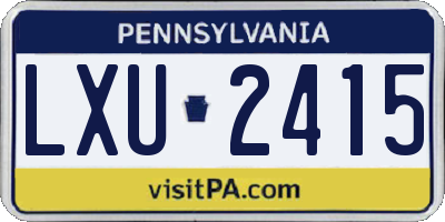 PA license plate LXU2415