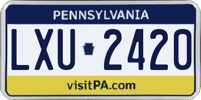 PA license plate LXU2420