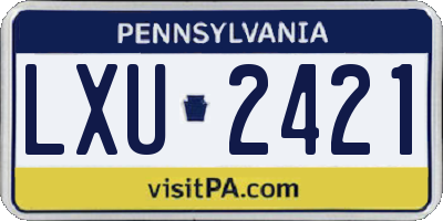 PA license plate LXU2421