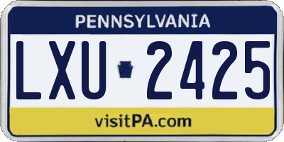 PA license plate LXU2425