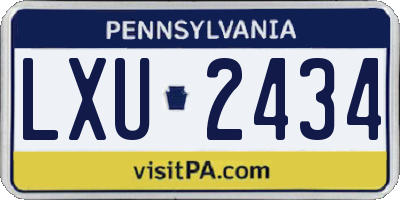 PA license plate LXU2434