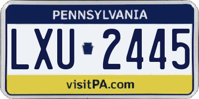 PA license plate LXU2445