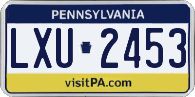 PA license plate LXU2453
