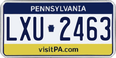 PA license plate LXU2463