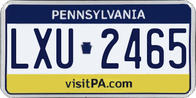 PA license plate LXU2465