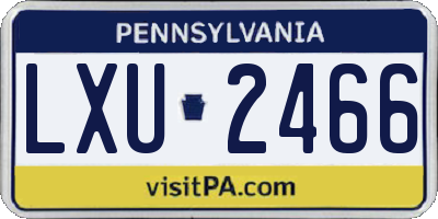 PA license plate LXU2466