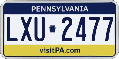 PA license plate LXU2477