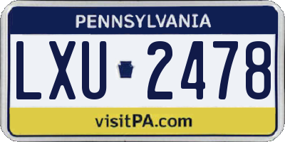 PA license plate LXU2478