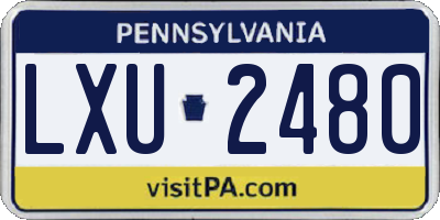 PA license plate LXU2480