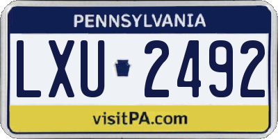 PA license plate LXU2492