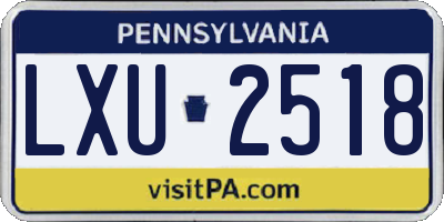 PA license plate LXU2518