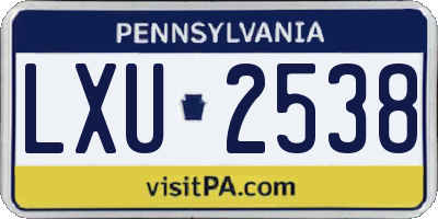 PA license plate LXU2538