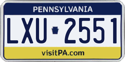PA license plate LXU2551