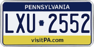 PA license plate LXU2552