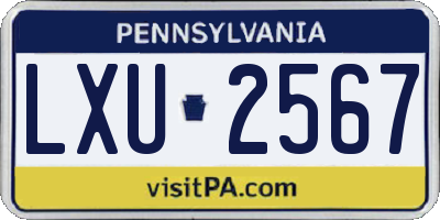 PA license plate LXU2567