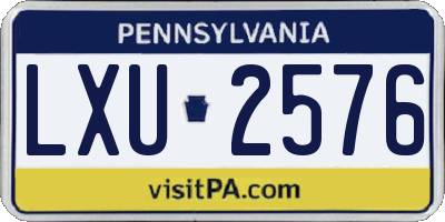 PA license plate LXU2576