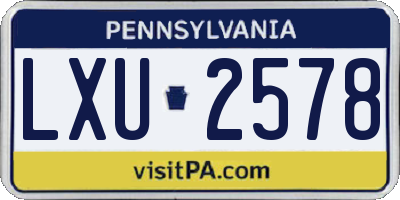 PA license plate LXU2578