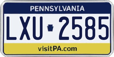 PA license plate LXU2585