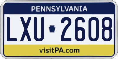 PA license plate LXU2608