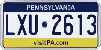 PA license plate LXU2613