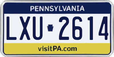 PA license plate LXU2614