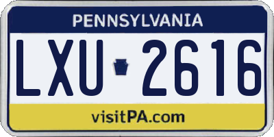 PA license plate LXU2616