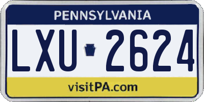 PA license plate LXU2624