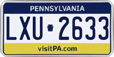 PA license plate LXU2633