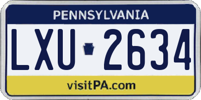 PA license plate LXU2634