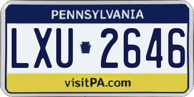 PA license plate LXU2646