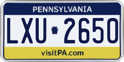 PA license plate LXU2650
