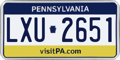 PA license plate LXU2651