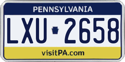 PA license plate LXU2658
