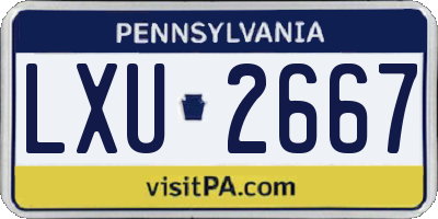 PA license plate LXU2667