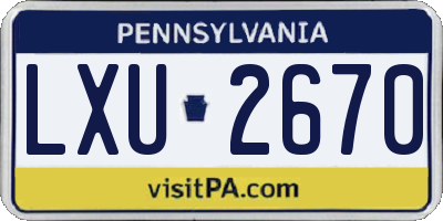 PA license plate LXU2670