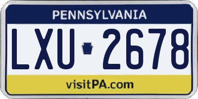 PA license plate LXU2678