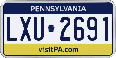 PA license plate LXU2691